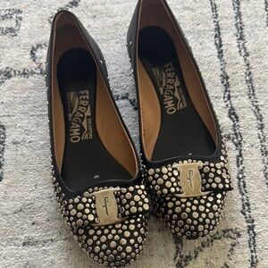 Salvatore Ferragamo Black Studded Women's Shoes